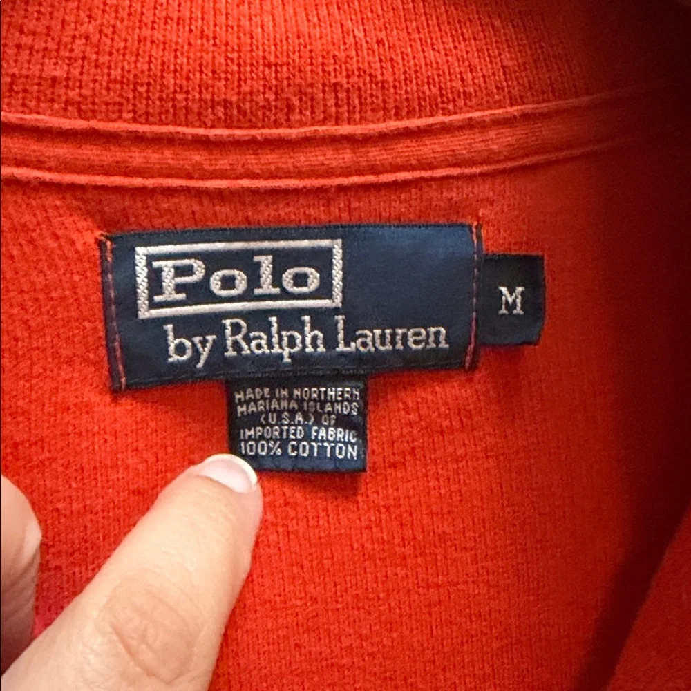 Ralph Lauren men’s dark orange quarter zip sweater size medium 100% cotton